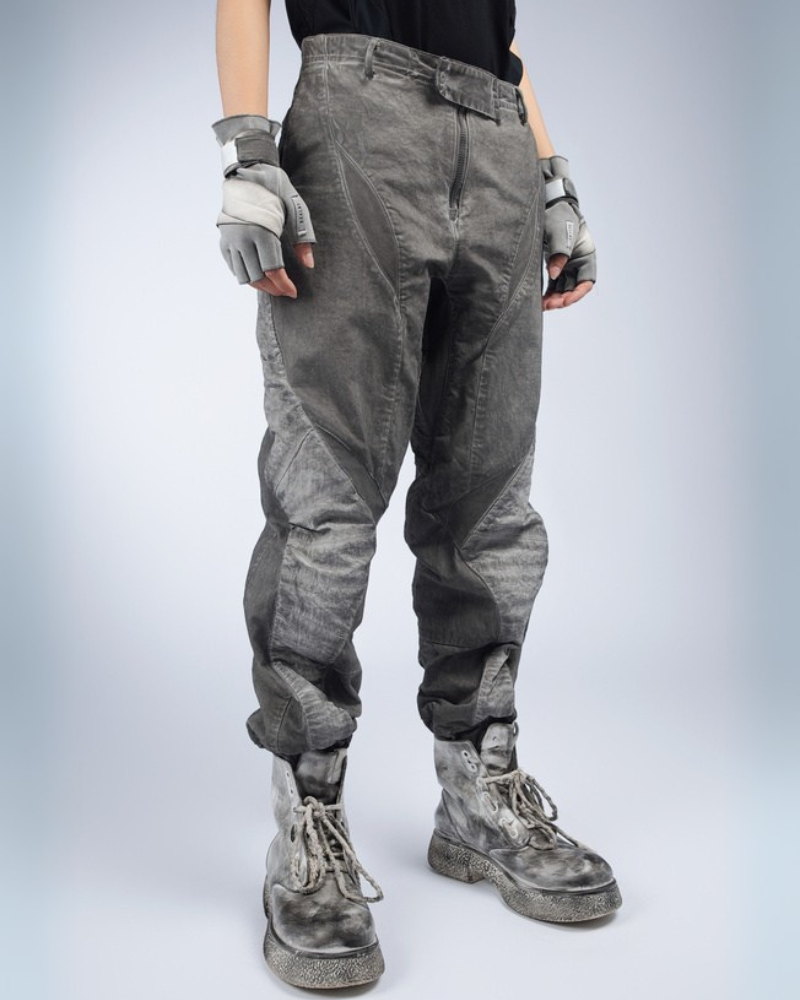 Wasteland Wear Distressed Washed Patchwork Slim Cargo Pants