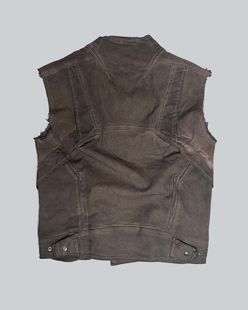 Wasteland Wear Geometric Cut Hooded Vest