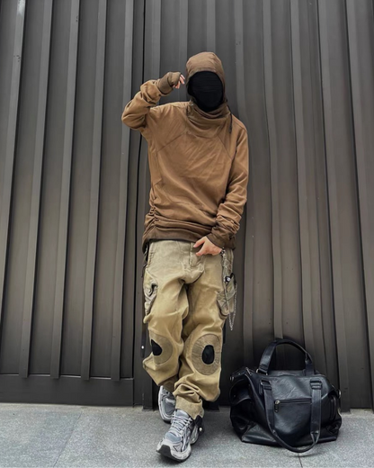 Wasteland Wear Mech Multi-Pocket Washed Distressed Casual Pants