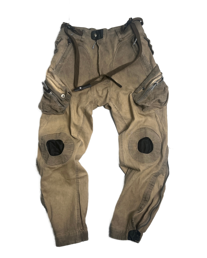 Wasteland Wear Mech Multi-Pocket Washed Distressed Casual Pants