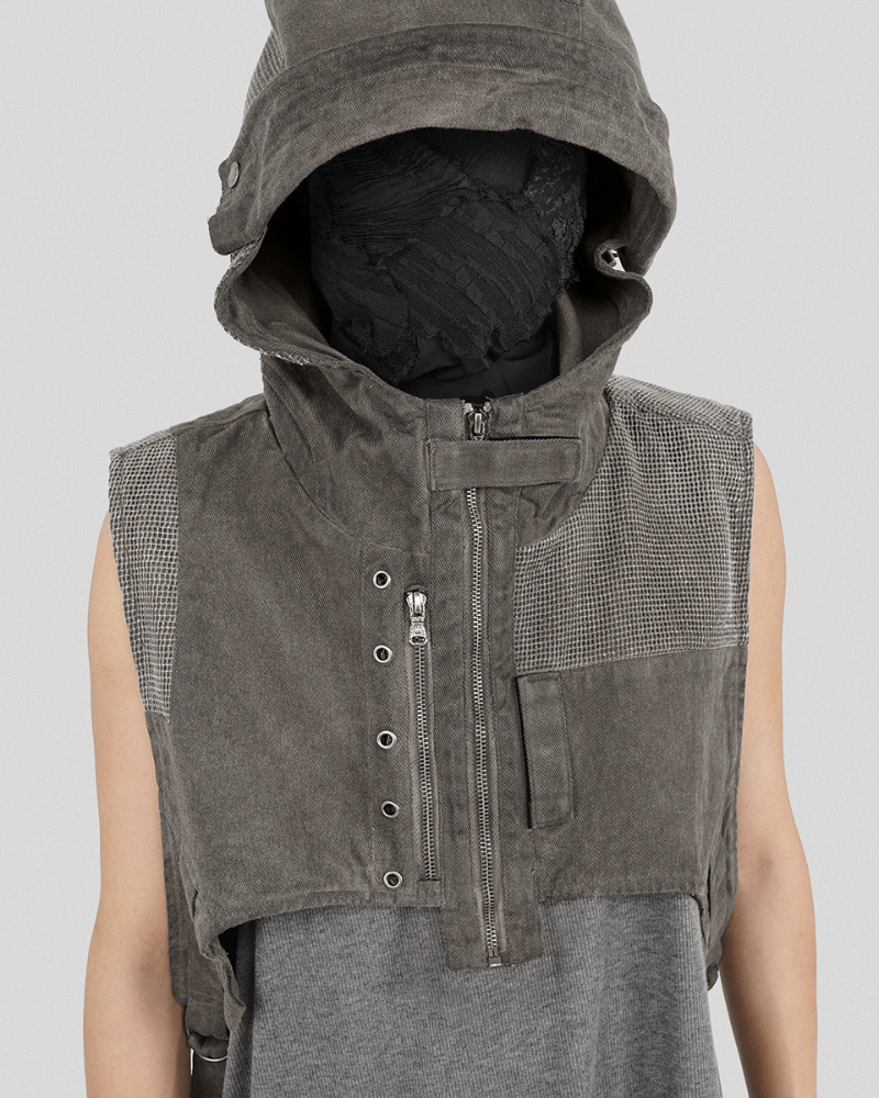 Wasteland Wear Patchwork Hooded Vest