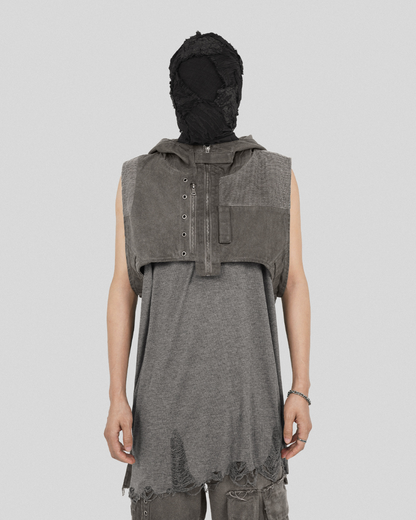 Wasteland Wear Patchwork Hooded Vest