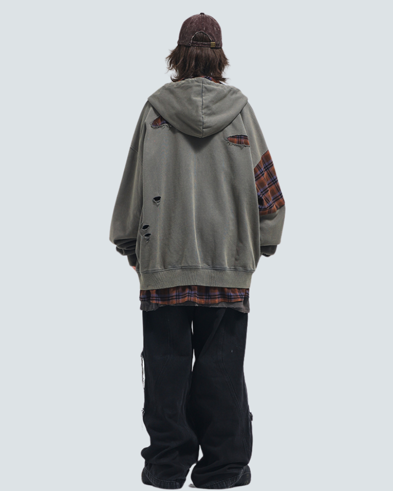 Wasteland Wear Ripped Fake Two Piece Unisex Jacket