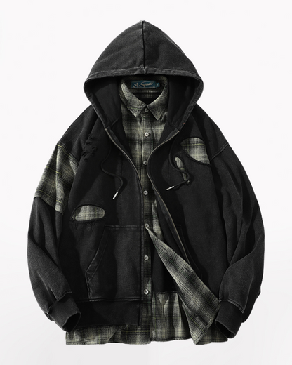 Wasteland Wear Ripped Fake Two Piece Unisex Jacket