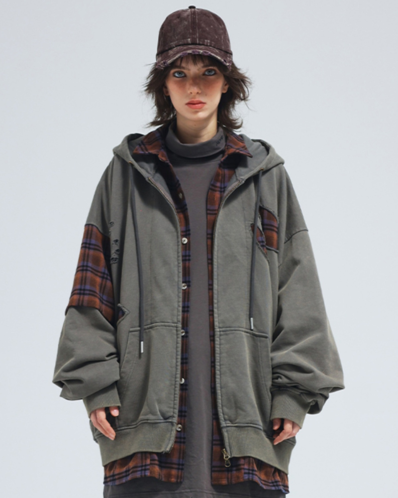 Wasteland Wear Ripped Fake Two Piece Unisex Jacket