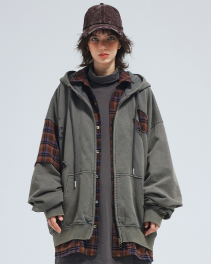 Wasteland Wear Ripped Fake Two Piece Unisex Jacket