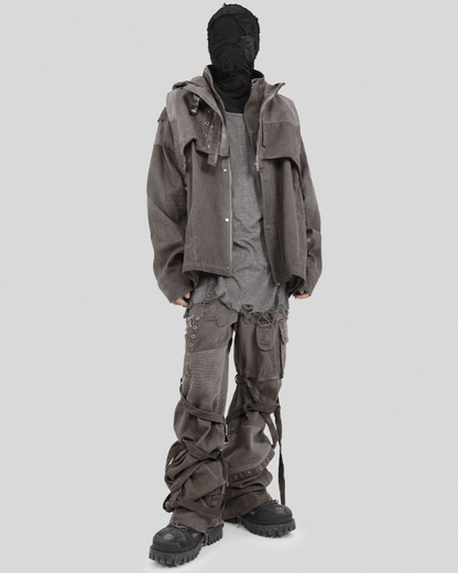 Wasteland Wear Straps Patchwork Cargo Y2K Pants