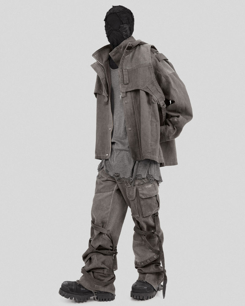 Wasteland Wear Straps Patchwork Cargo Y2K Pants