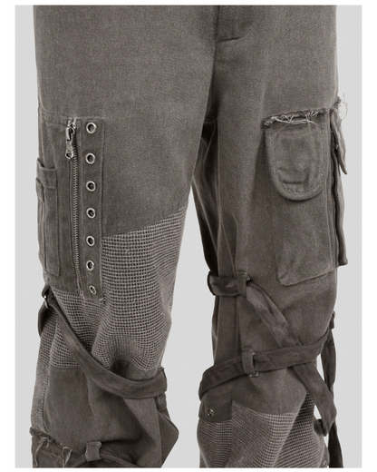Wasteland Wear Straps Patchwork Cargo Y2K Pants