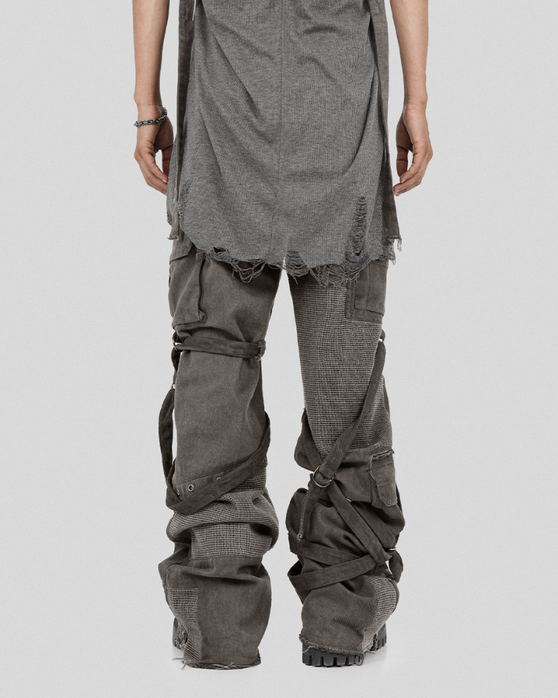 Wasteland Wear Straps Patchwork Cargo Y2K Pants