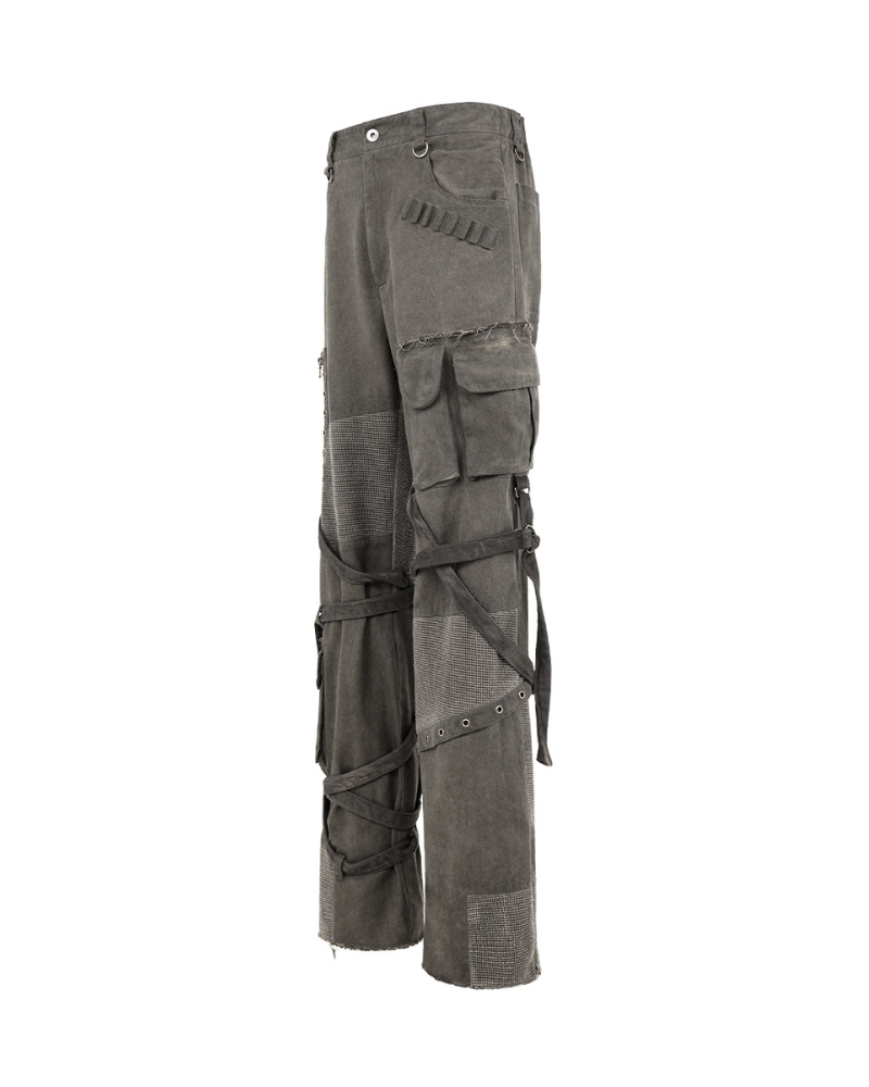 Wasteland Wear Straps Patchwork Cargo Y2K Pants