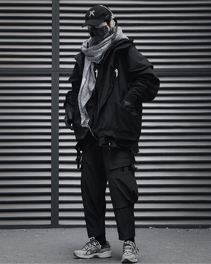 Wasteland Wear Torn Hem Fake Two-piece Unisex Jacket