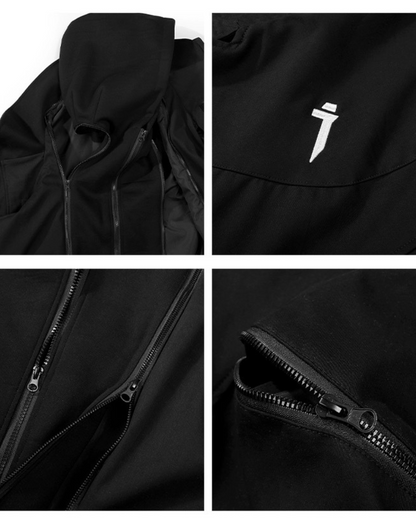 Wasteland Wear Torn Hem Fake Two-piece Unisex Jacket