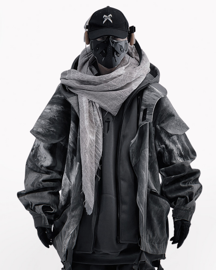 Wasteland Wear Torn Hem Fake Two piece Unisex Jacket Techwear Official