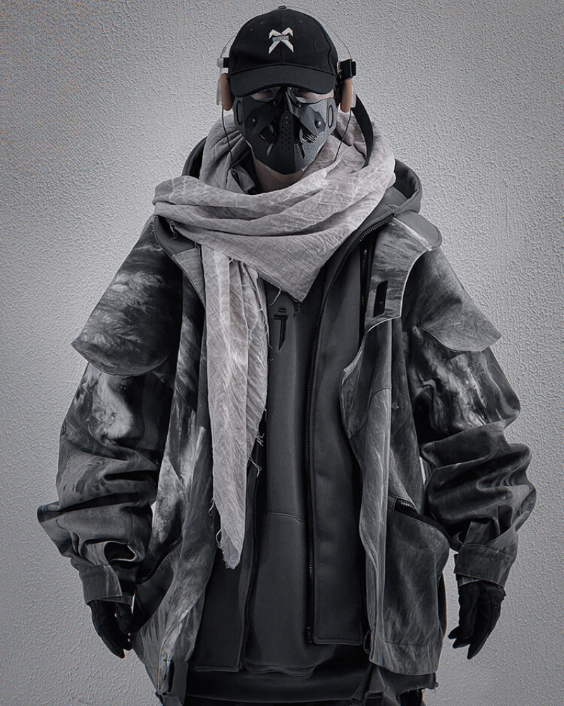 Wasteland Wear Torn Hem Fake Two-piece Unisex Jacket – Techwear Wasteland Wear Torn Hem Fake Two-piece Unisex Jacket – Techwear