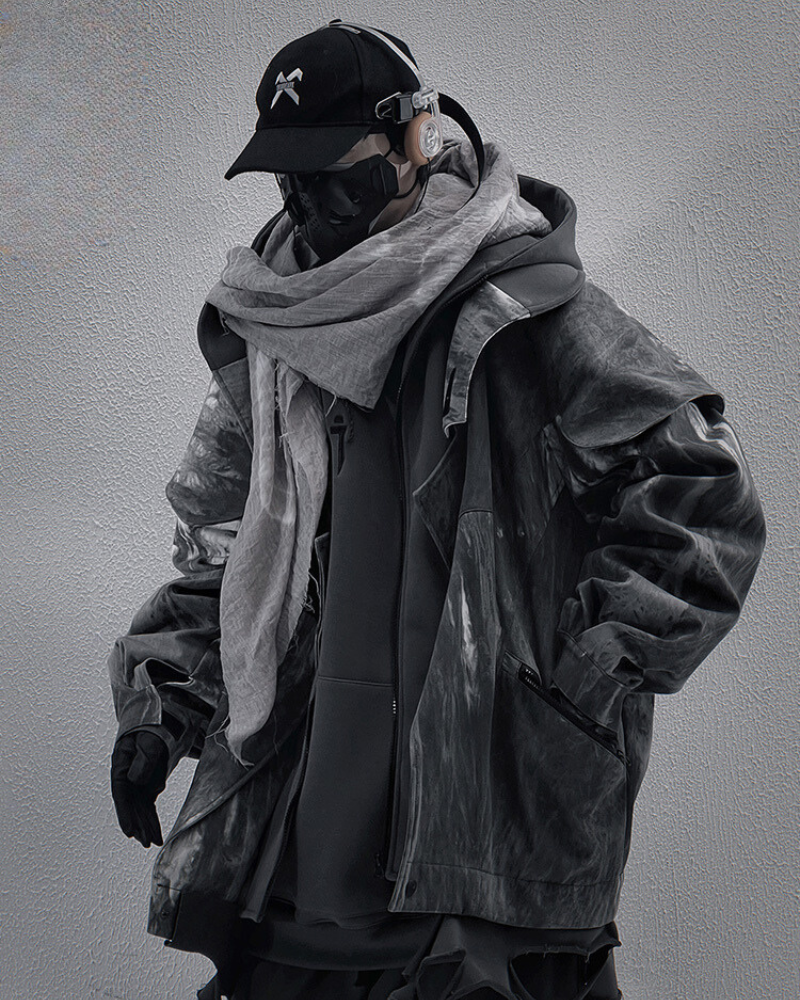 Wasteland Wear Torn Hem Fake Two-piece Unisex Jacket