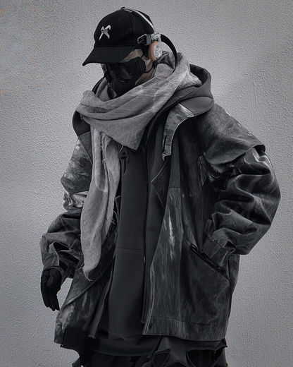 Wasteland Wear Torn Hem Fake Two-piece Unisex Jacket