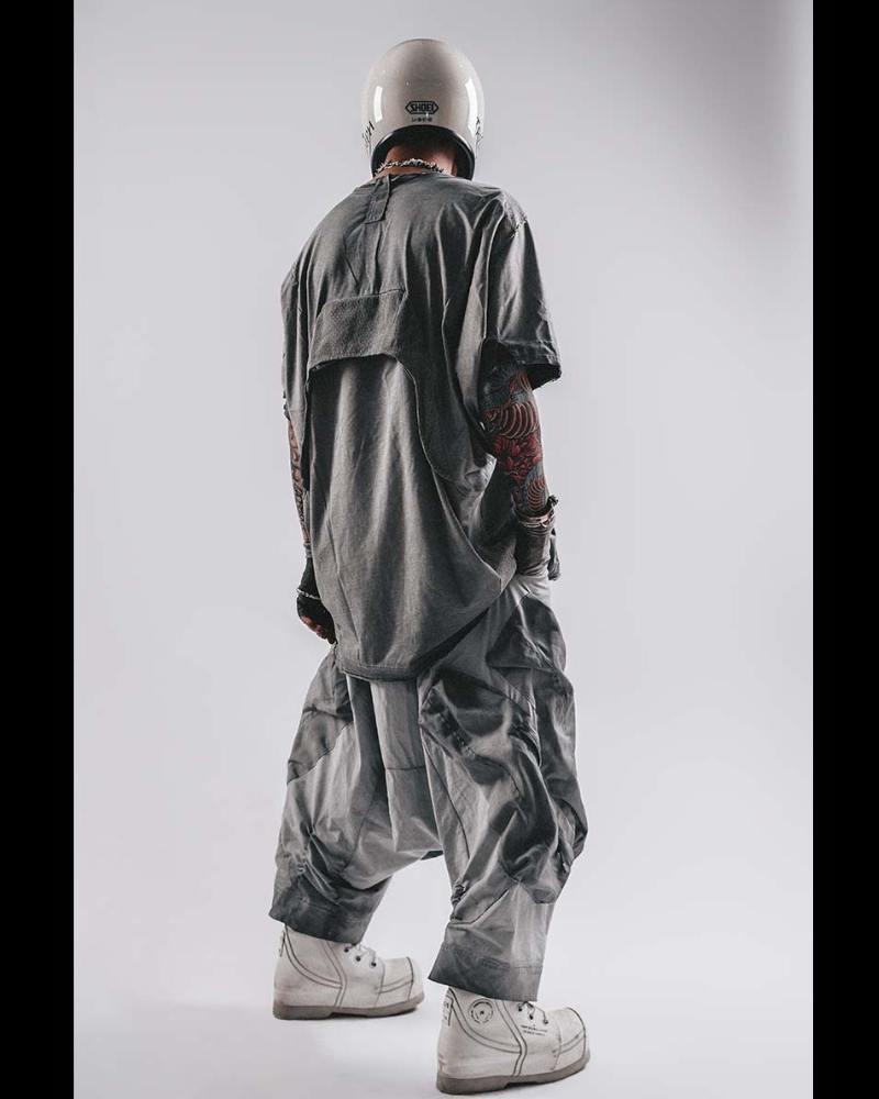 Wasteland Wear Wash Patchwork Zipper Hakama Pants