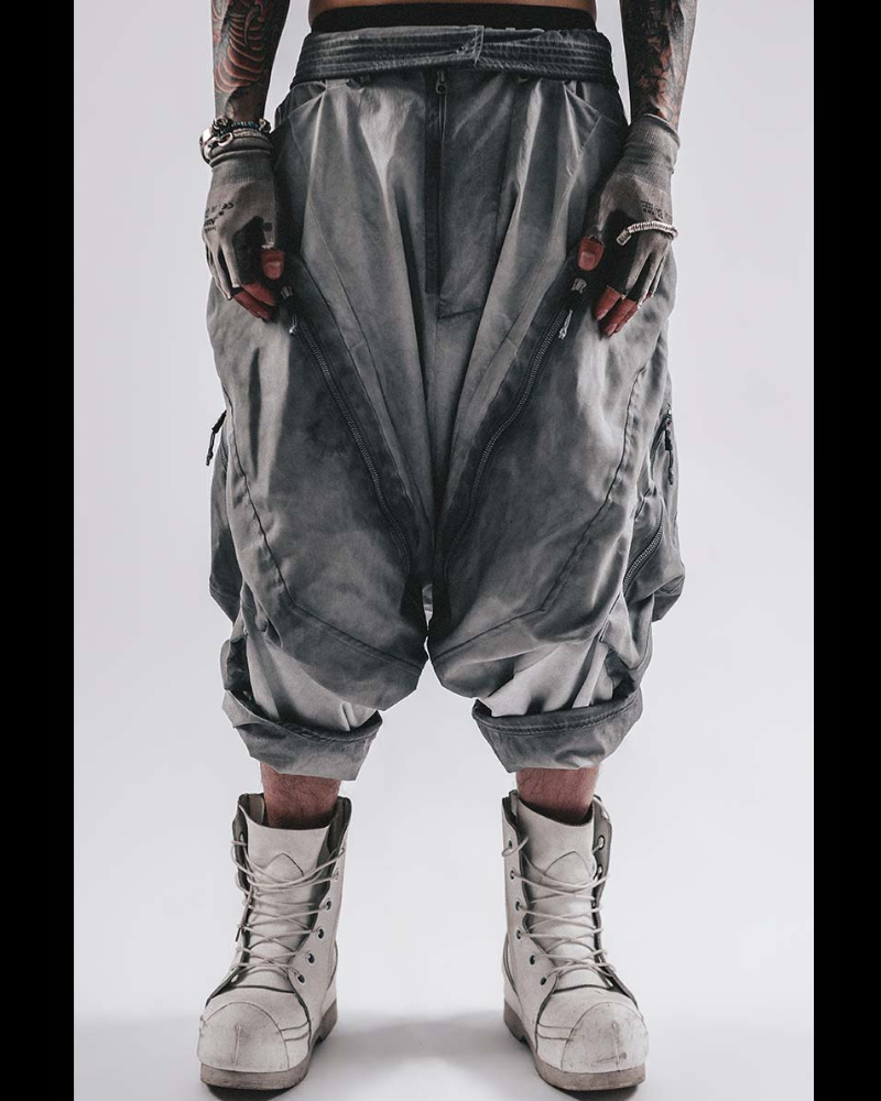 Wasteland Wear Wash Patchwork Zipper Hakama Pants