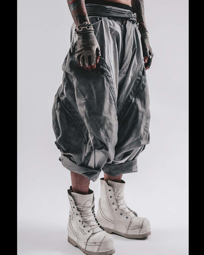 Wasteland Wear Wash Patchwork Zipper Hakama Pants