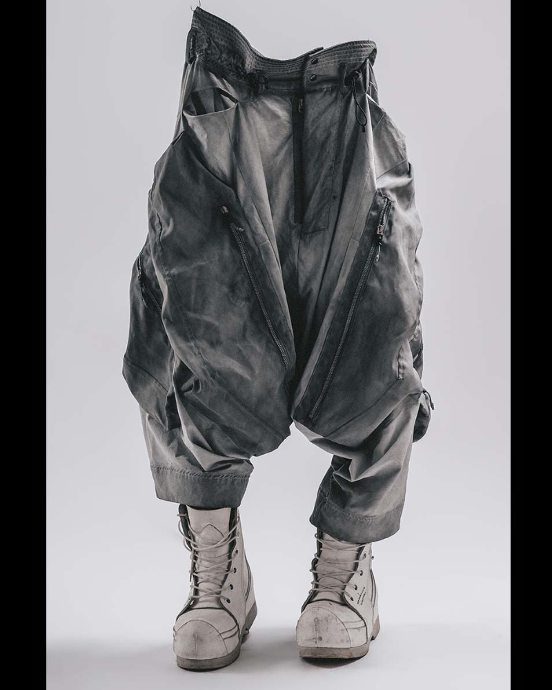 Wasteland Wear Wash Patchwork Zipper Hakama Pants