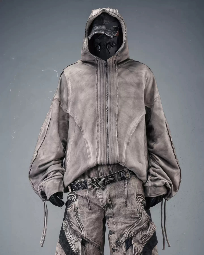 Darkwear Wasteland Distressed Full-Zip Balaclava Hoodie