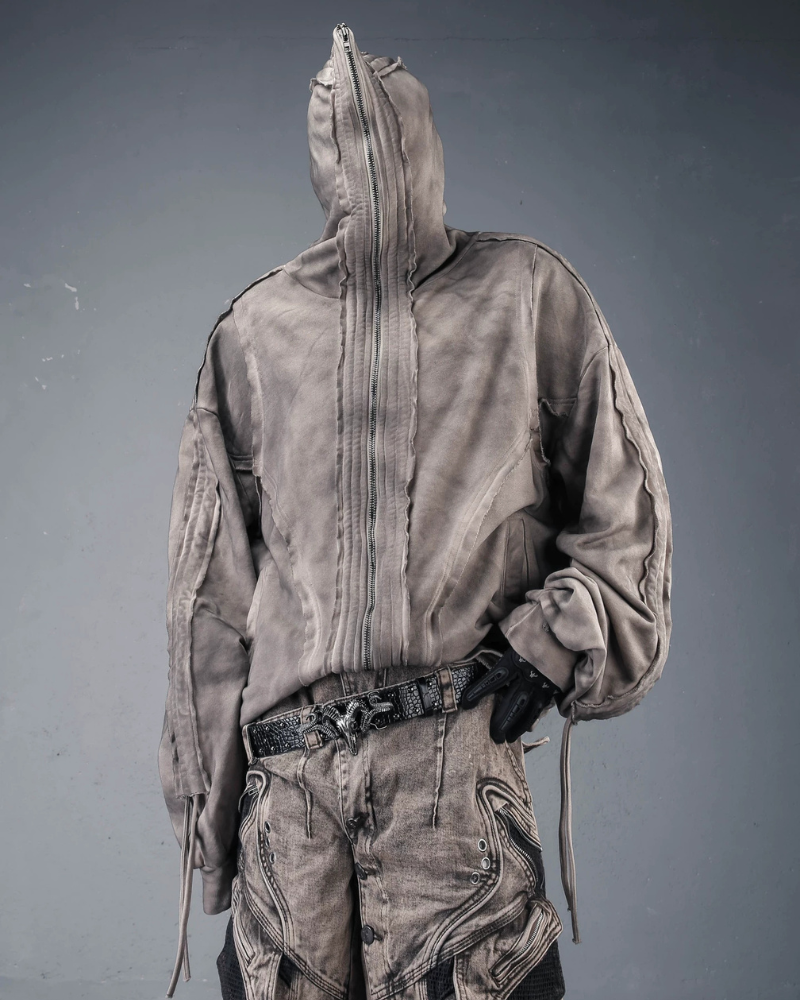 Darkwear Wasteland Distressed Full-Zip Balaclava Hoodie