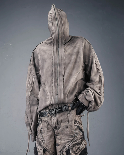 Darkwear Wasteland Distressed Full-Zip Balaclava Hoodie