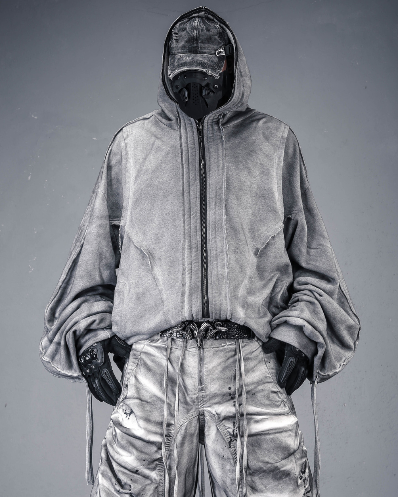 Darkwear Wasteland Distressed Full-Zip Balaclava Hoodie