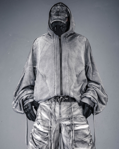 Darkwear Wasteland Distressed Full-Zip Balaclava Hoodie