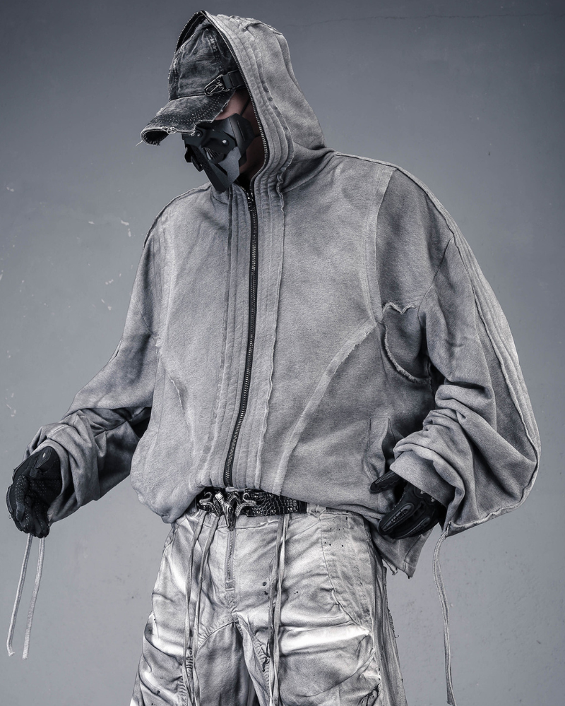 Darkwear Wasteland Distressed Full-Zip Balaclava Hoodie