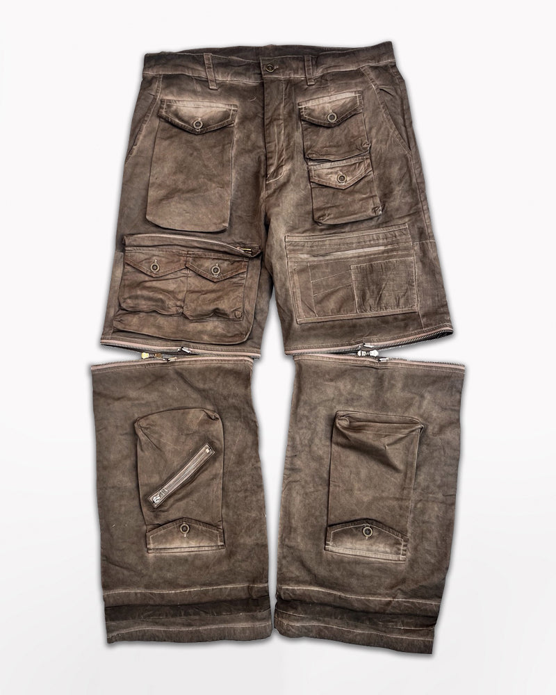 Wasteland Multi-Pocket Washed Detachable Cargo Pants