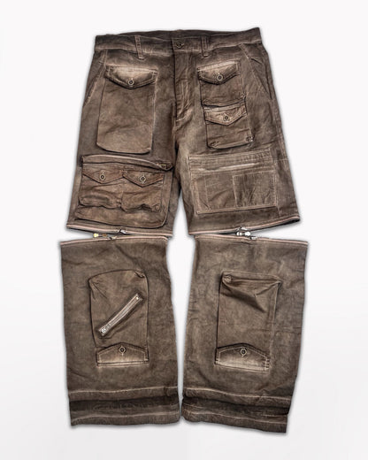 Wasteland Multi-Pocket Washed Detachable Cargo Pants