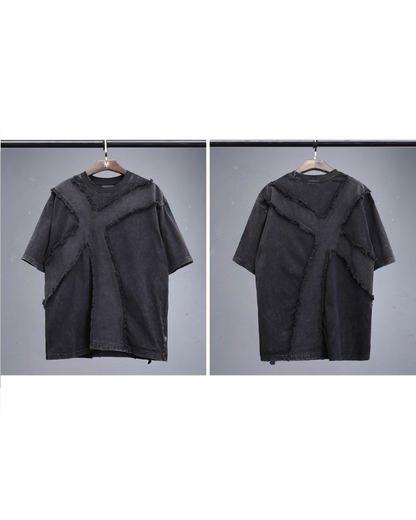 Wasteland Street Distressed Washed Cross-Panel T-Shirt