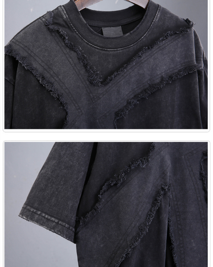 Wasteland Street Distressed Washed Cross-Panel T-Shirt