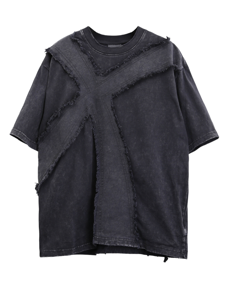Wasteland Street Distressed Washed Cross-Panel T-Shirt