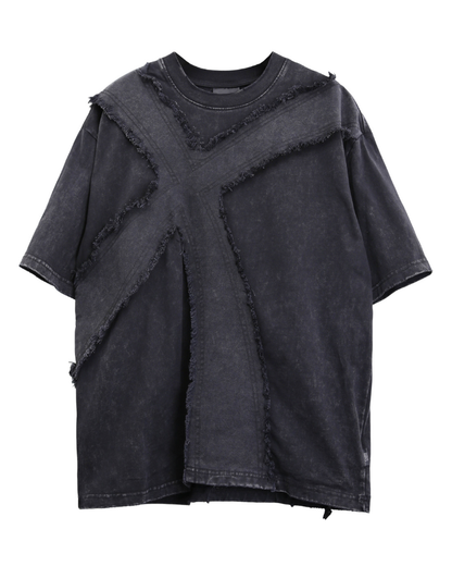 Wasteland Street Distressed Washed Cross-Panel T-Shirt