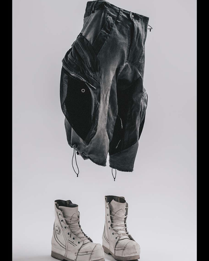 Wasteland Style Distressed Multi-Pocket Cargo Shorts