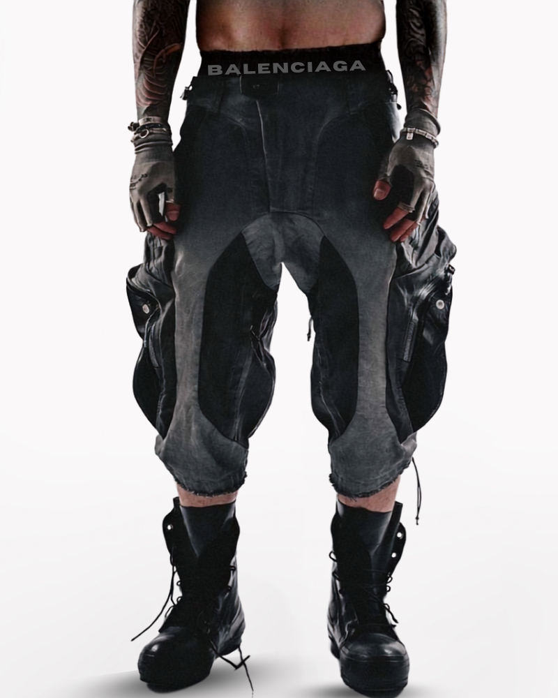 Wasteland Style Distressed Multi-Pocket Cargo Shorts