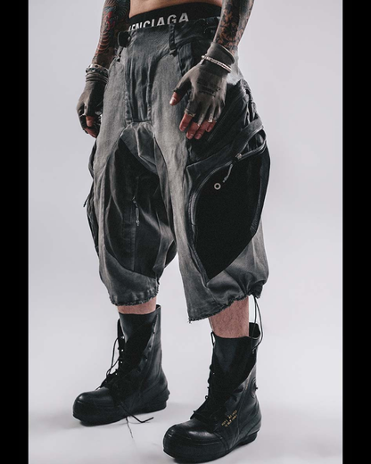 Wasteland Style Distressed Multi-Pocket Cargo Shorts