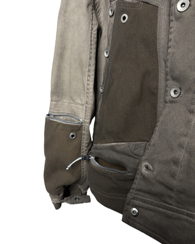 Wasteland Distressed Cotton Canvas Paneled Jacket