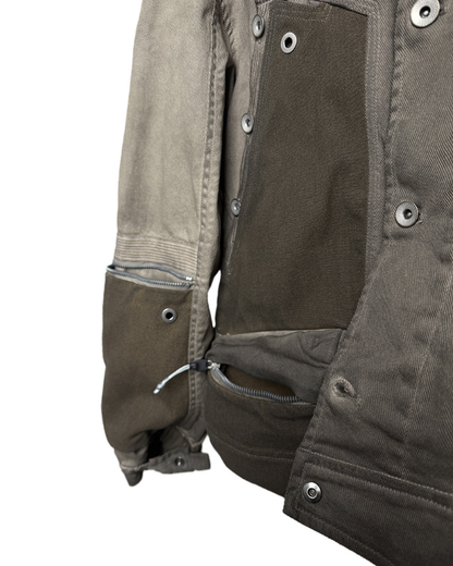 Wasteland Distressed Cotton Canvas Paneled Jacket