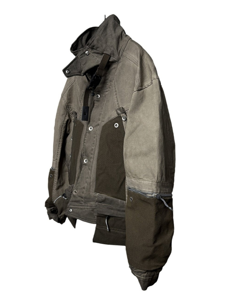 Wasteland Distressed Cotton Canvas Paneled Jacket