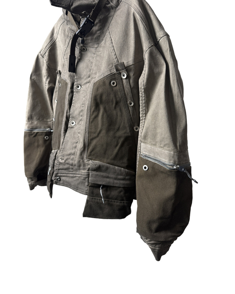 Wasteland Distressed Cotton Canvas Paneled Jacket