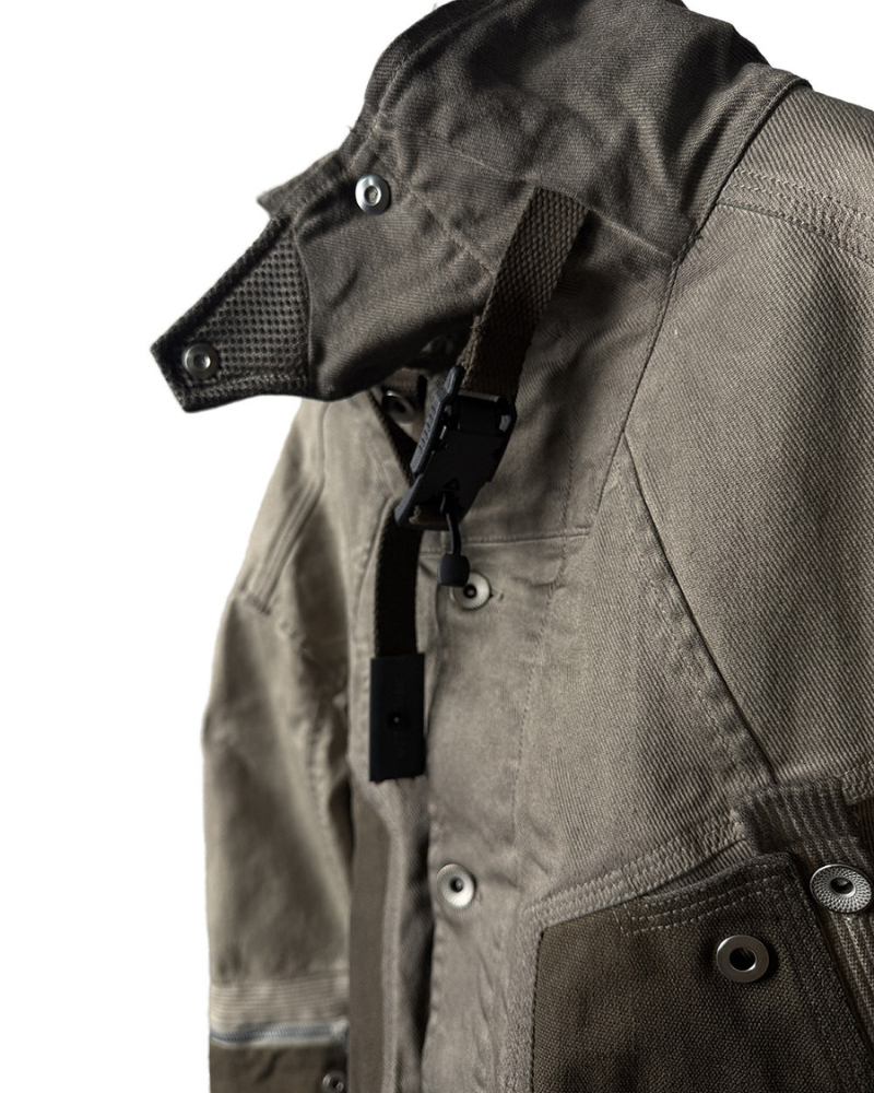 Wasteland Distressed Cotton Canvas Paneled Jacket