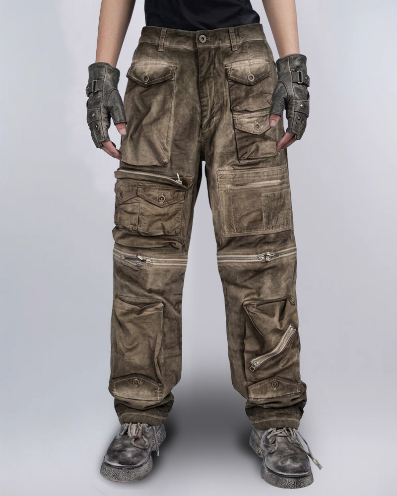 Wasteland Multi-Pocket Washed Detachable Cargo Pants