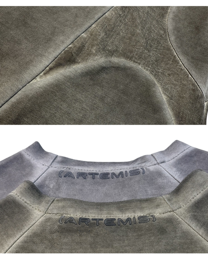 Wasteland Style Stitching washed Long-Sleeved T-Shirt