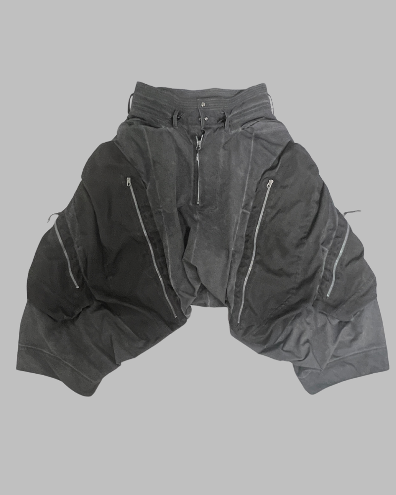 Wasteland Wear Wash Patchwork Zipper Hakama Pants