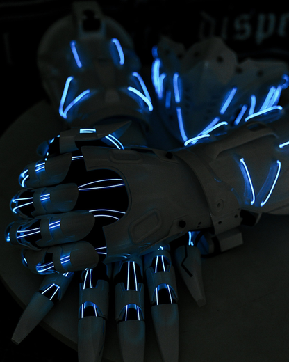 White Knight Cyberpunk Gloves &amp; Wrist Armor &amp; Mask (Sold Separately)