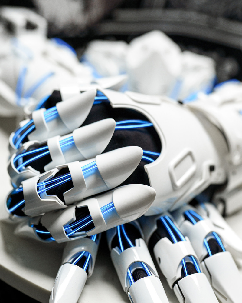 White Knight Cyberpunk Gloves &amp; Wrist Armor &amp; Mask (Sold Separately)